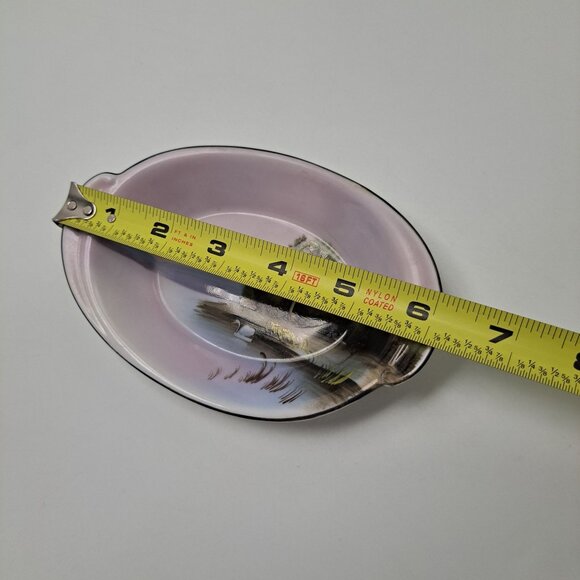 Vintage Noritake Hand Painted Oval Rice Bowl Dish With Swan & Scenic Landscape - Picture 2 of 5